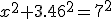 x^2 + ( 3.46 )^2 = 7^2